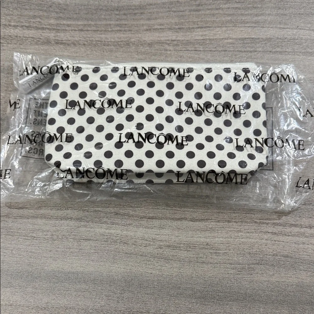 Lancome Cream and Brown Polka Dot Pouch Makeup Bag (M1)